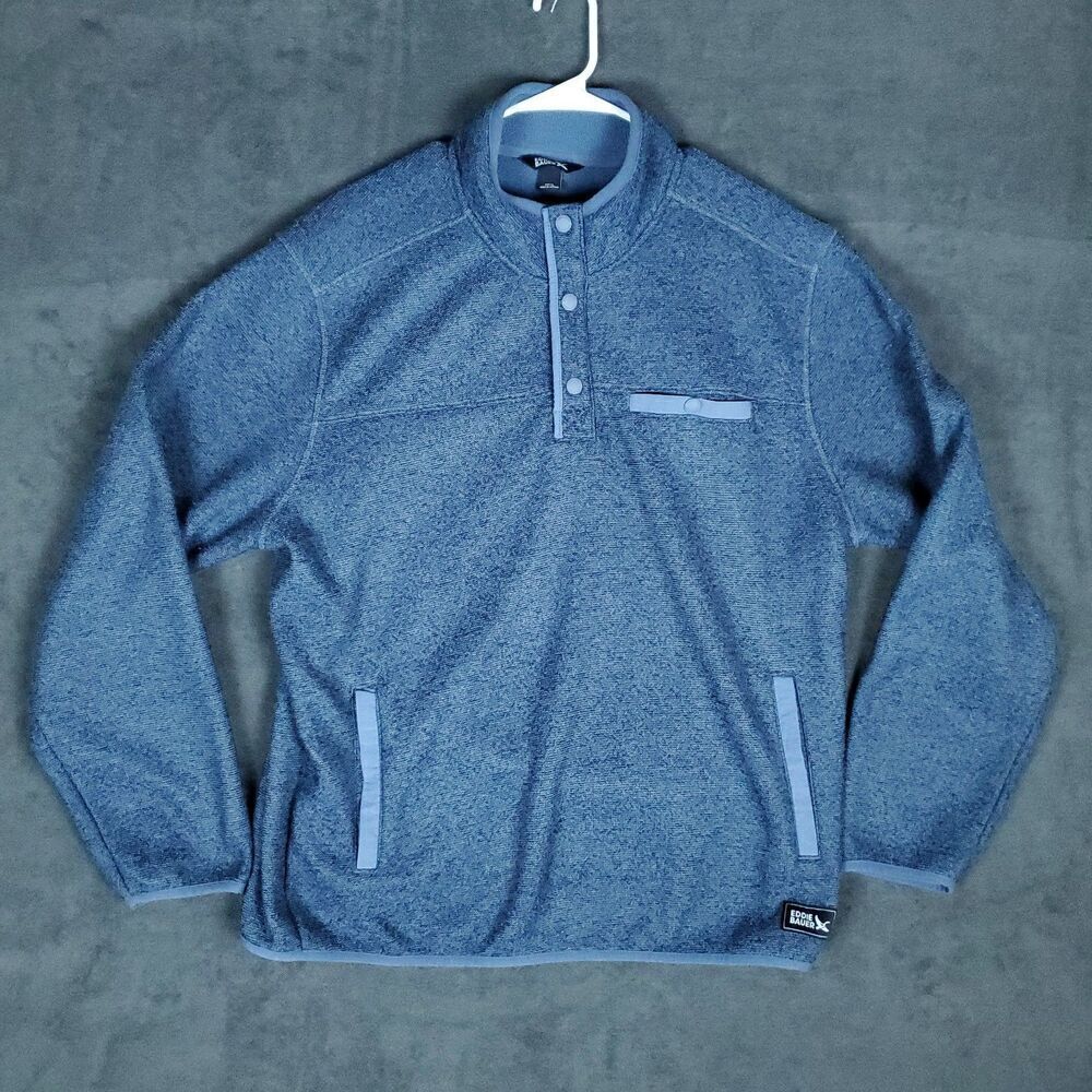 Eddie Bauer Sweater Men’s XL Knit Pullover 1/4 Snap Mock Neck Blue